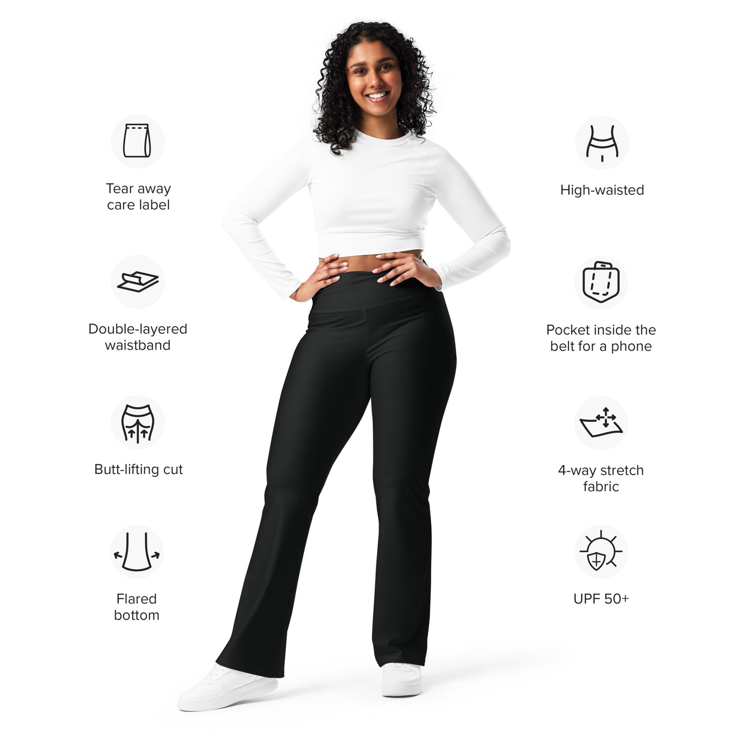 FYD Solid Black Size Inclusive Flare Leggings