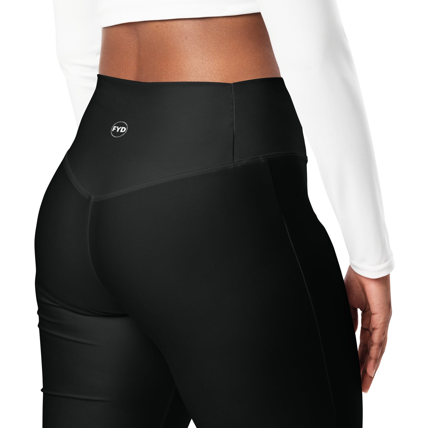 FYD Solid Black Size Inclusive Flare Leggings