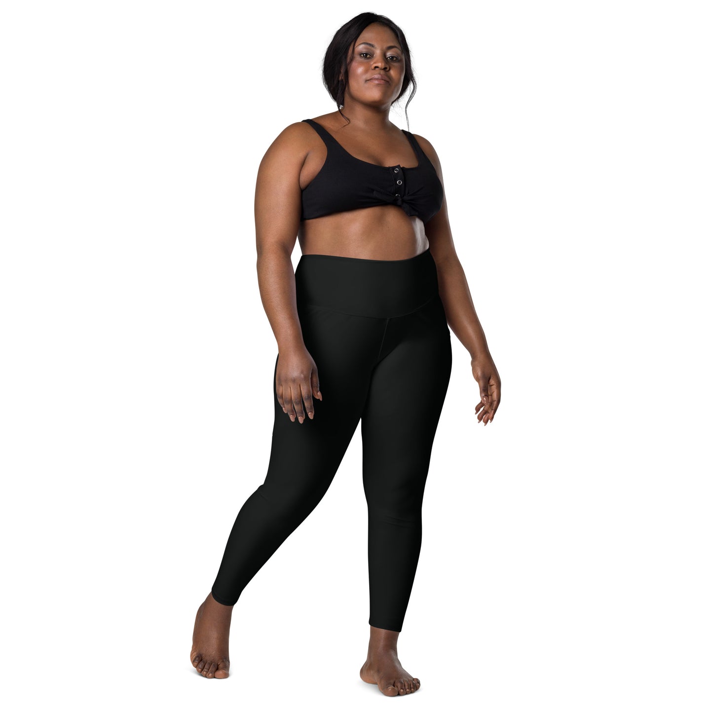 Leggings with pockets in solid black