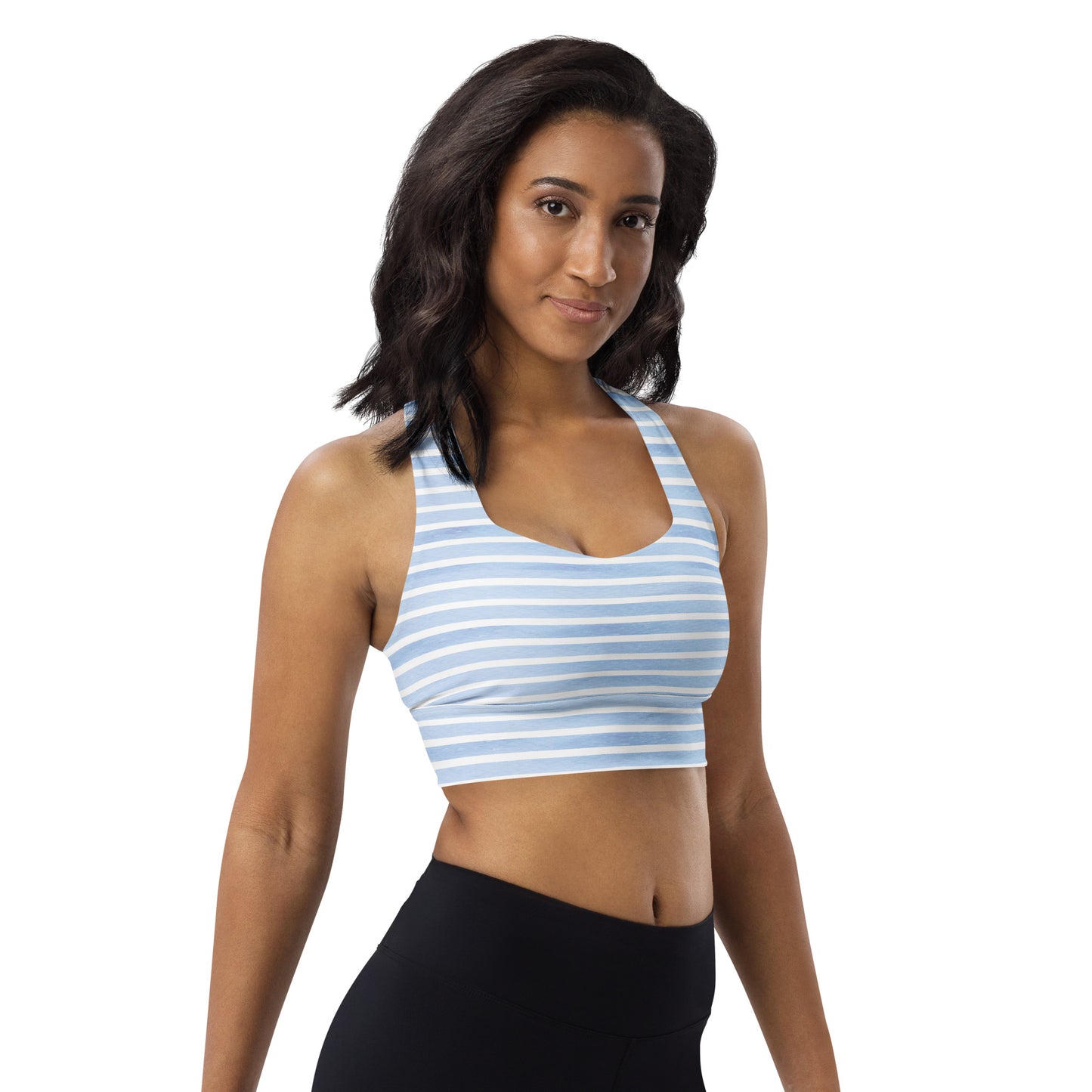 FYD Longline Racerback Sports Bra in pastel stripes