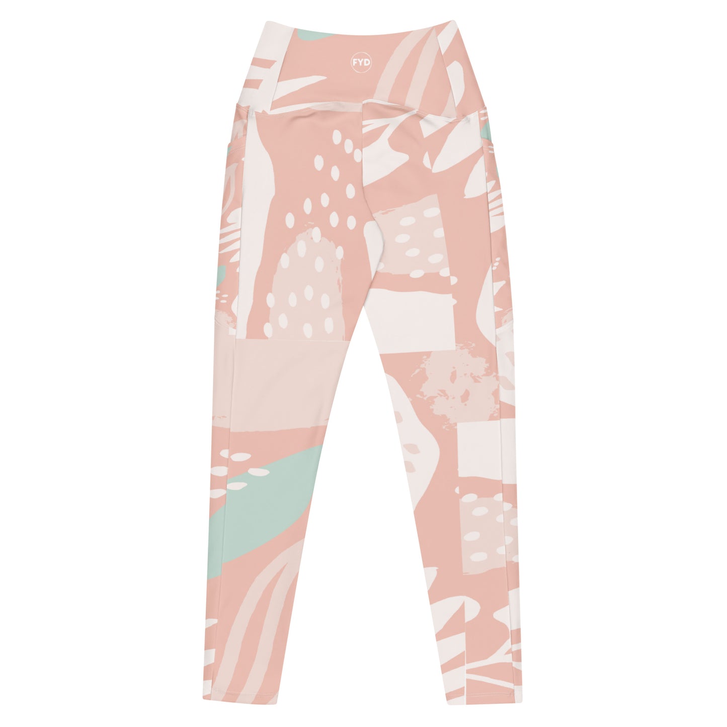 FYD High Waist Recycled Leggings with pockets in peach spring floral