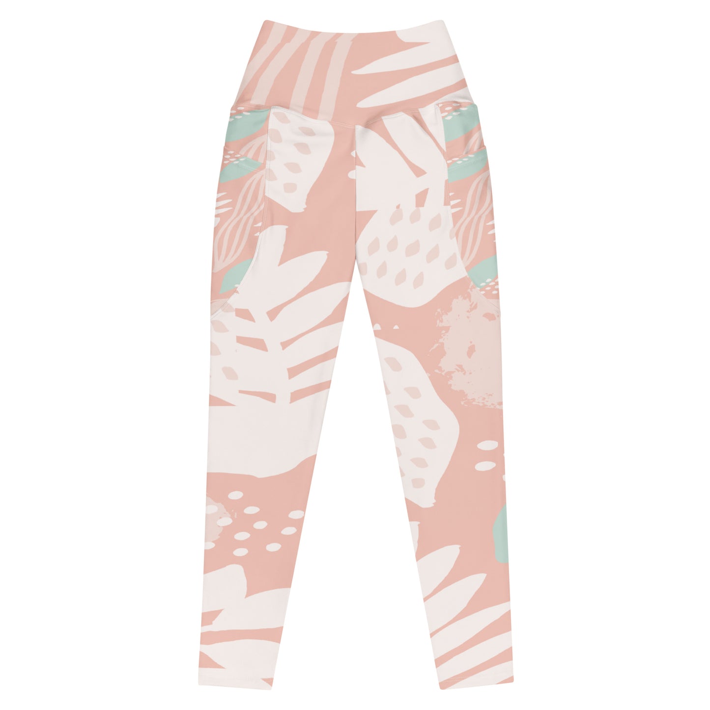 FYD High Waist Recycled Leggings with pockets in peach spring floral