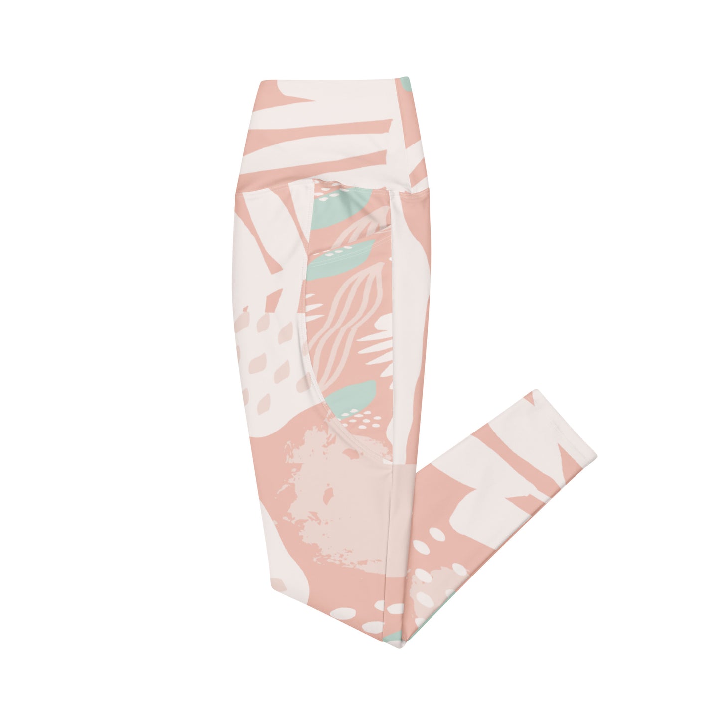 FYD High Waist Recycled Leggings with pockets in peach spring floral