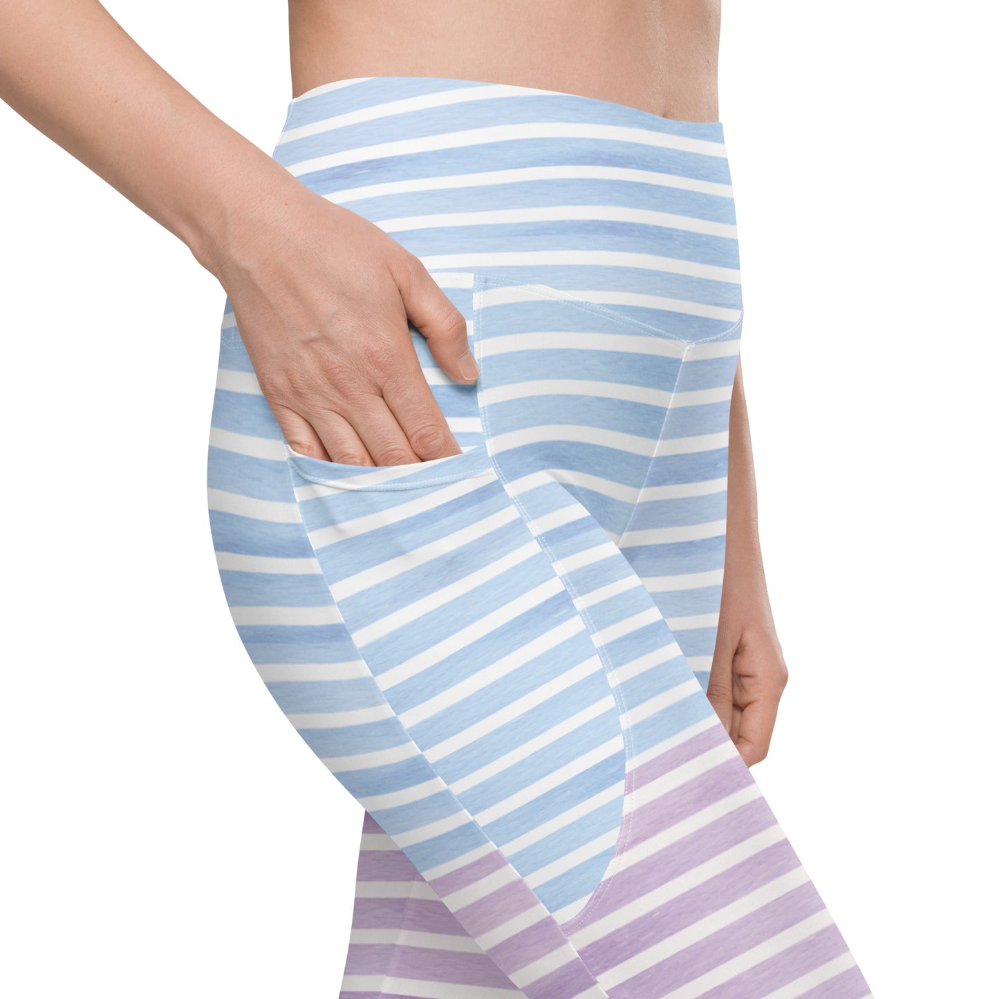 FYD High Waisted Recycled Leggings with pockets in pastel stripes