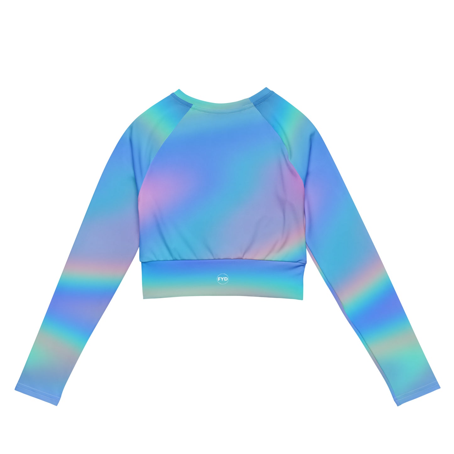 FYD Recycled Long-Sleeve crop top in iridescent blue