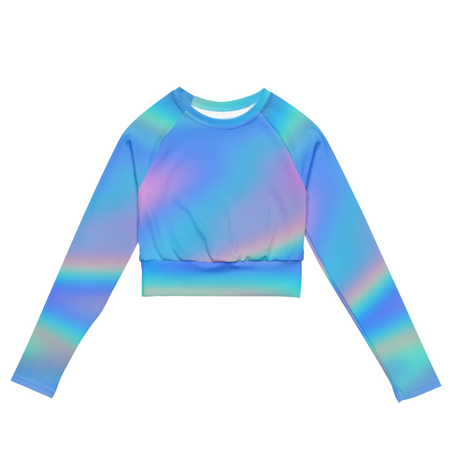 FYD Recycled Long-Sleeve crop top in iridescent blue