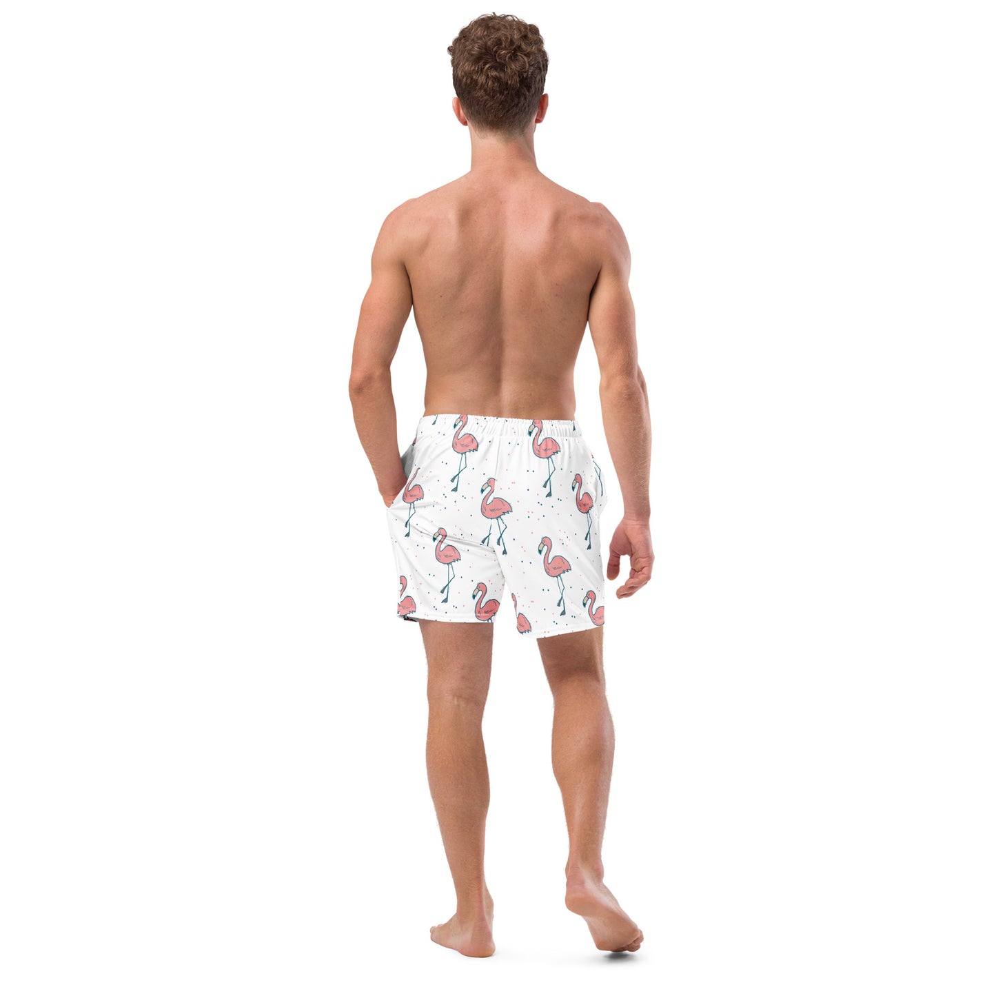FYD Men's Recycled Swim Trunks in dancing flamingos