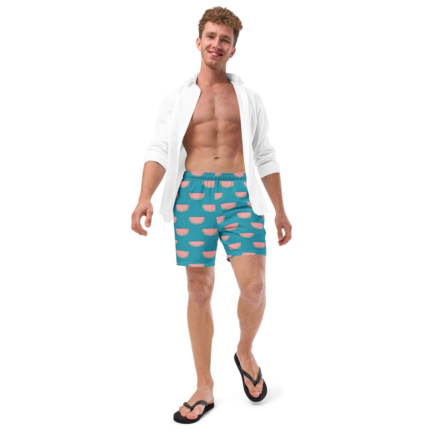 FYD Men's Recycled Swim Trunks in watermelon summer