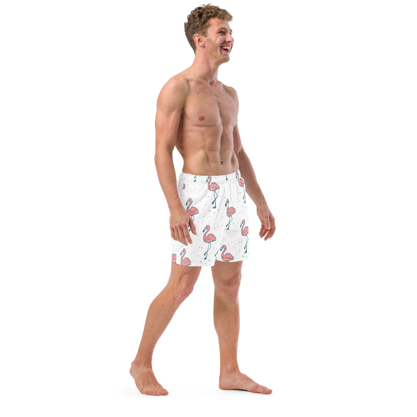 FYD Men's Recycled Swim Trunks in dancing flamingos