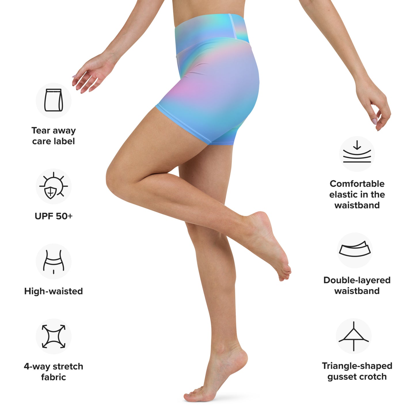 FYD Mini Yoga Shorts in iridescent blue