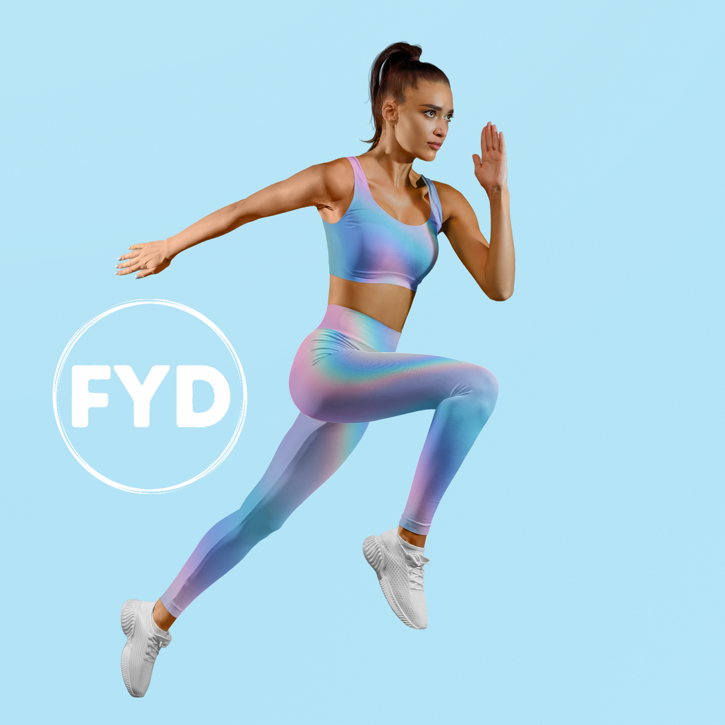 FYD Longline Sports Bra in Iridescent Blue