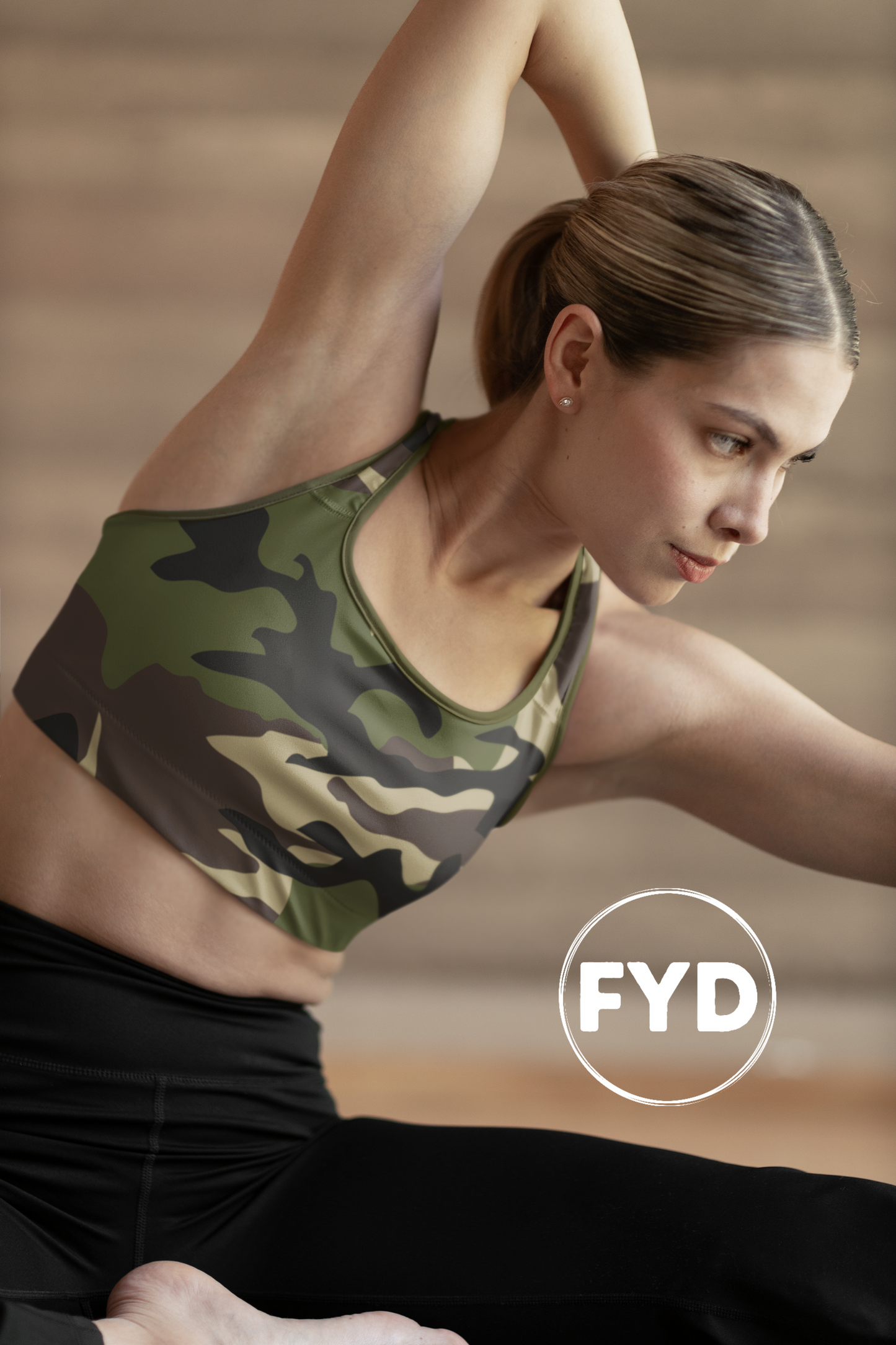 Classic Green Camo print Long-Line Sports Bra