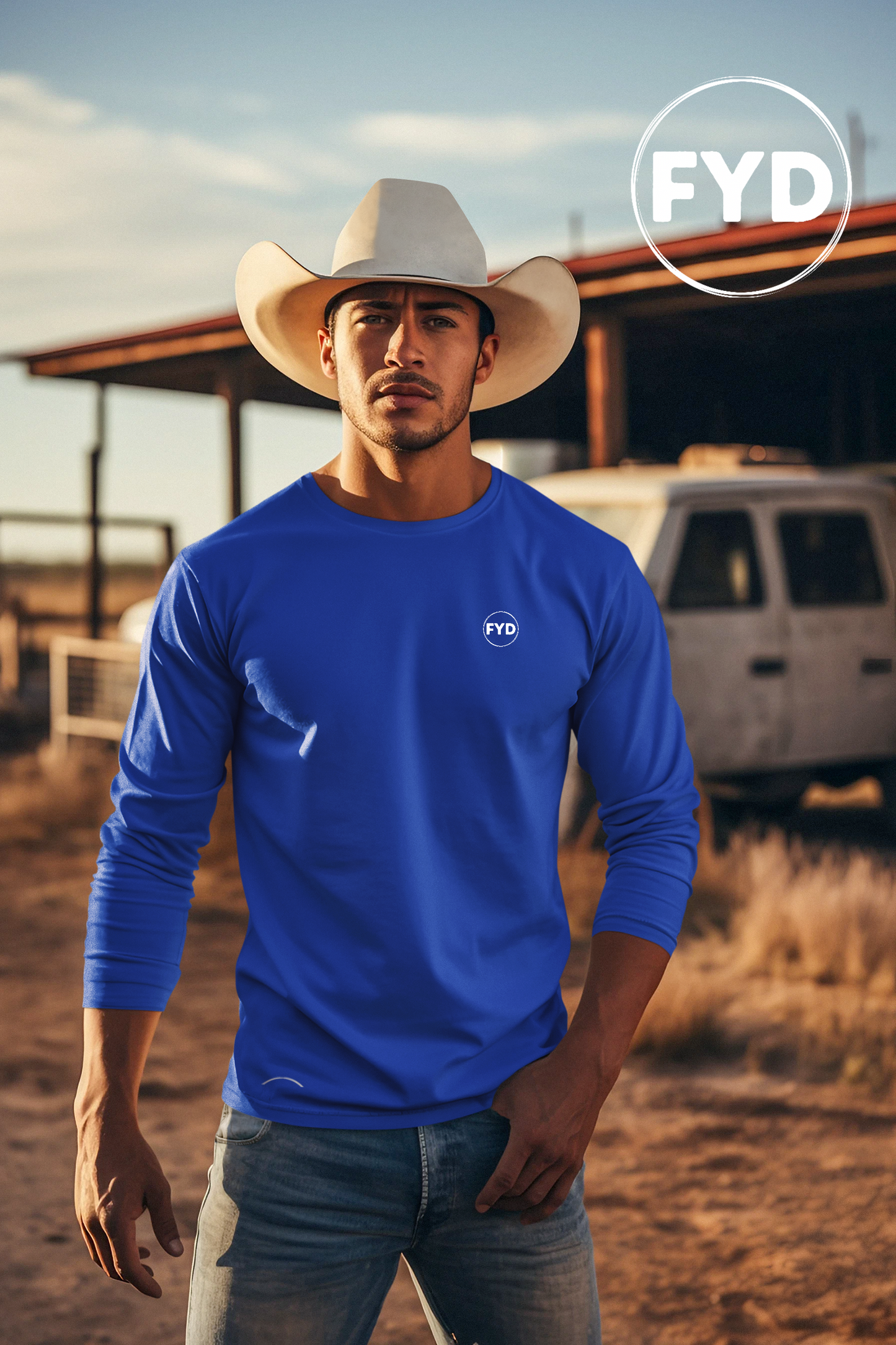 FYD Unisex Logo-Embroidered Long Sleeve Tee + 8 colors