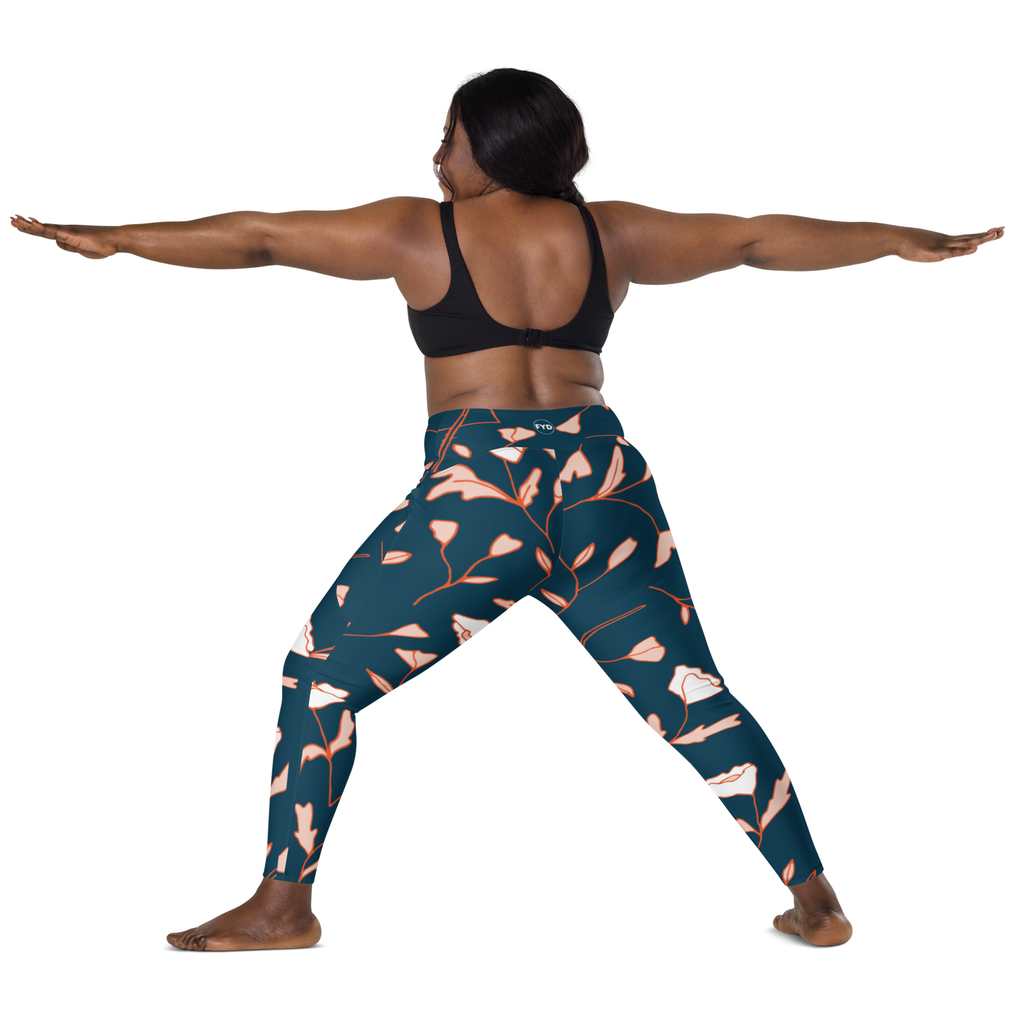 Size Inclusive Crossover Leggings with pockets in Fable Teal Floral - familiar...yet different