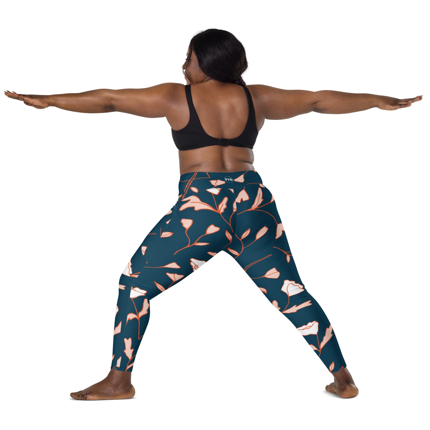 Size Inclusive Crossover Leggings with pockets in Fable Teal Floral - familiar...yet different