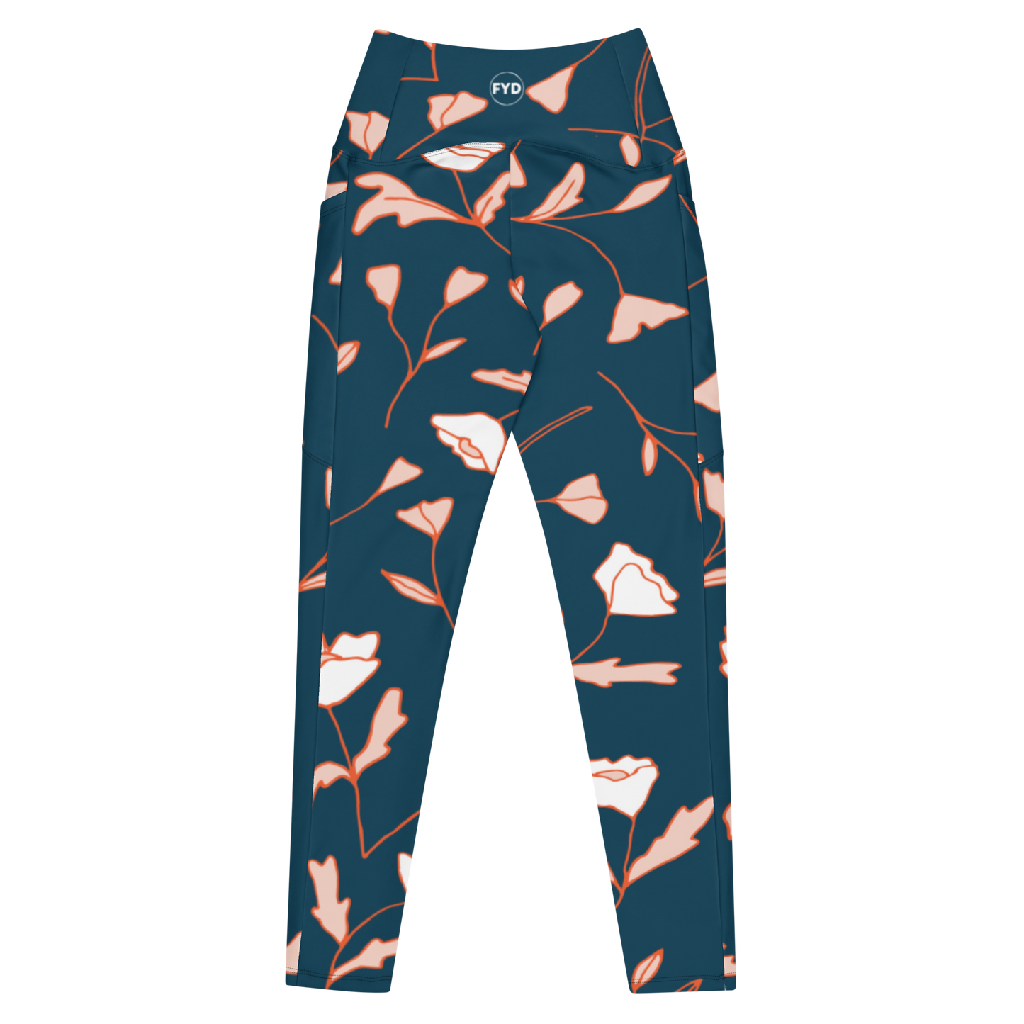 Size Inclusive Crossover Leggings with pockets in Fable Teal Floral - familiar...yet different