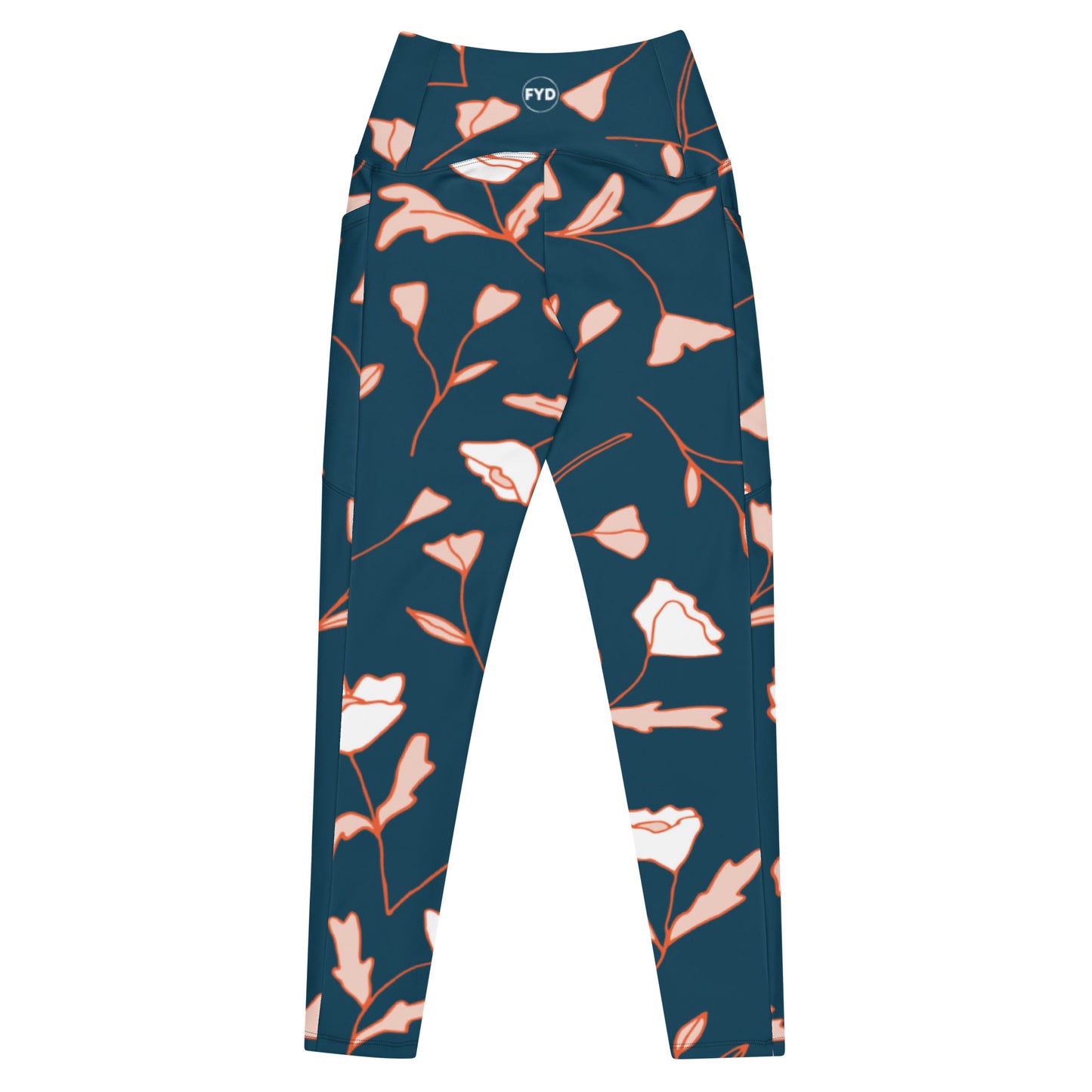 Size Inclusive Crossover Leggings with pockets in Fable Teal Floral - familiar...yet different