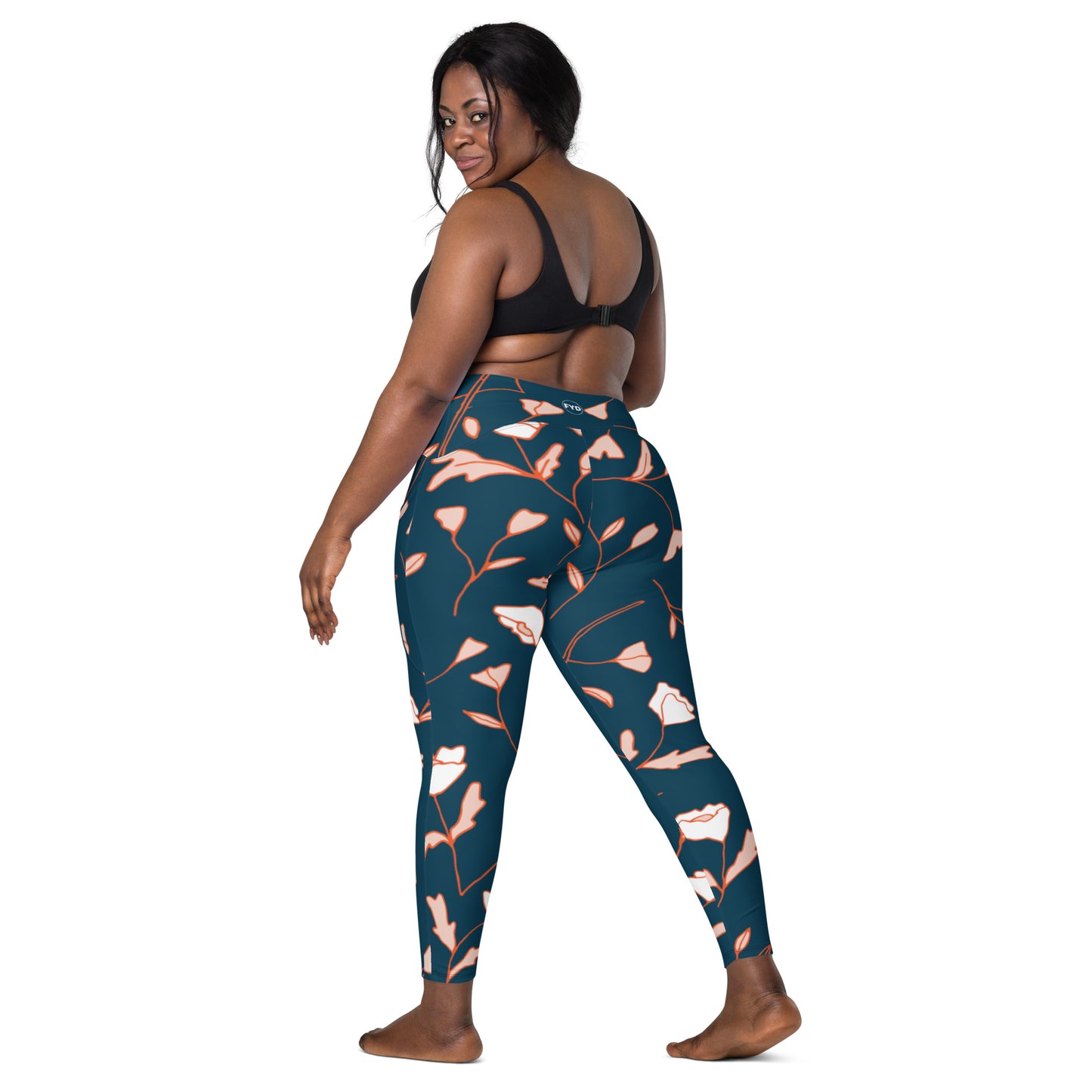 Size Inclusive Crossover Leggings with pockets in Fable Teal Floral - familiar...yet different