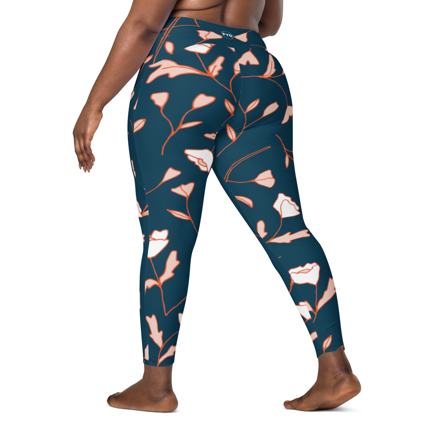 Size Inclusive Crossover Leggings with pockets in Fable Teal Floral - familiar...yet different
