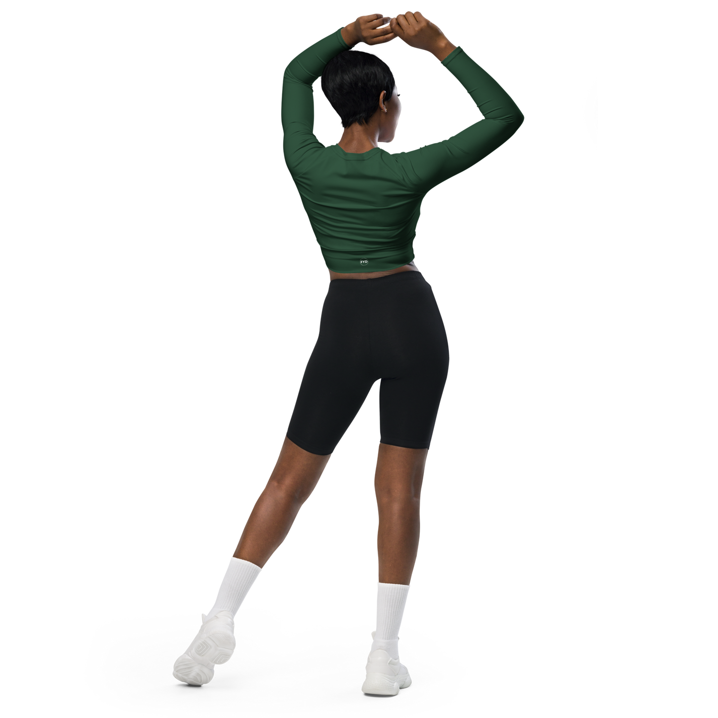Recycled Long-Sleeve Crop Top in Forest Green - familiar...yet different
