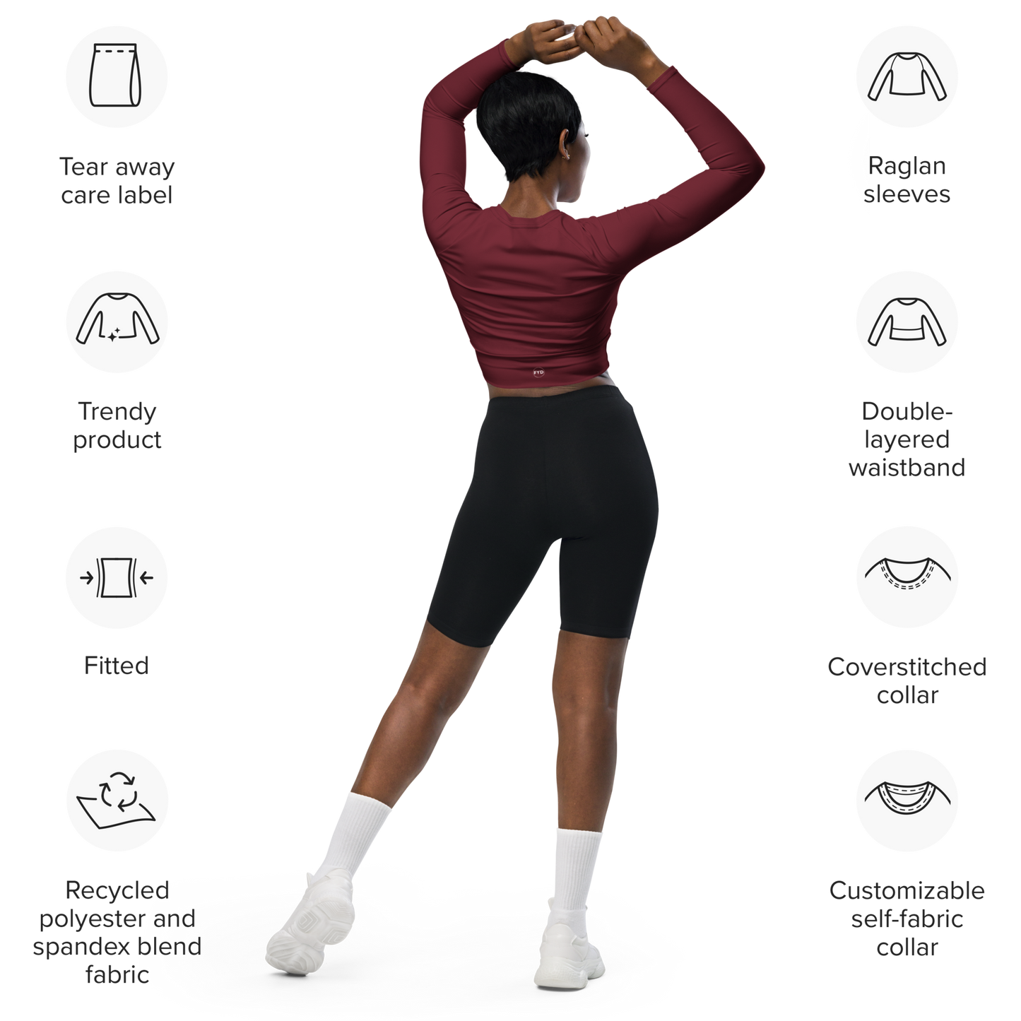 Recycled Long-Sleeve Crop Top in Crimson Red - familiar...yet different