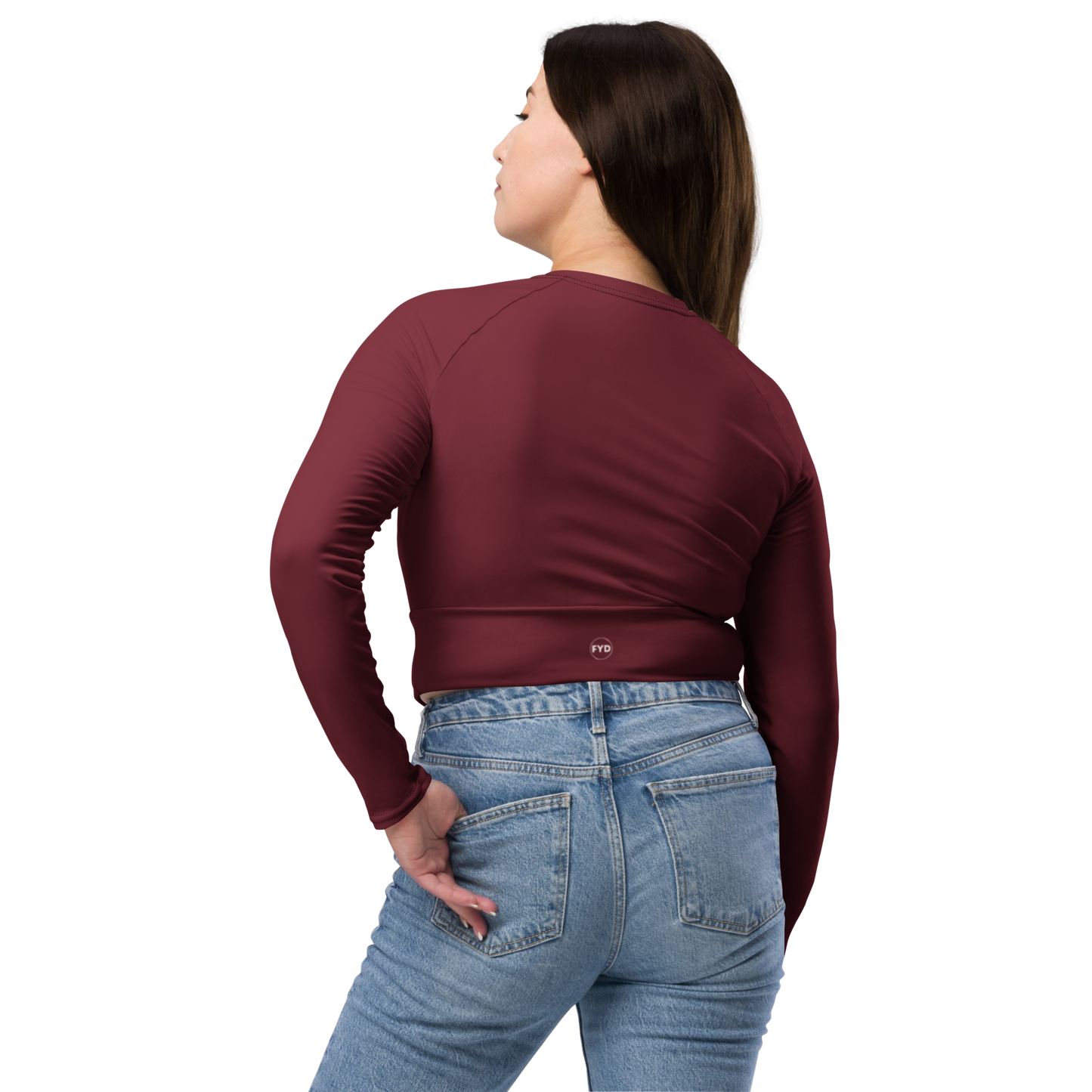 Recycled Long-Sleeve Crop Top in Crimson Red - familiar...yet different