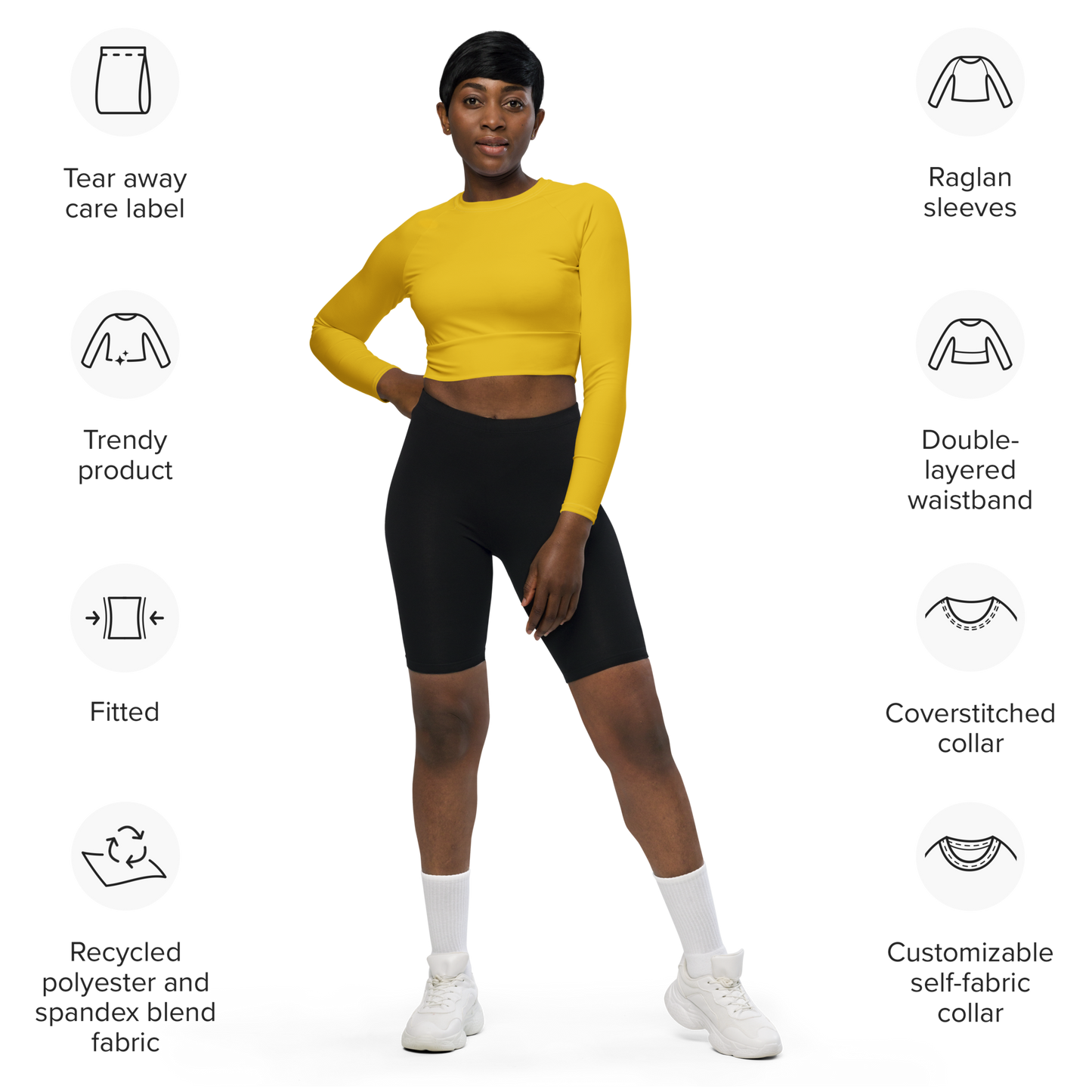 Recycled Long-Sleeve Crop Top in Goldenrod Yellow - familiar...yet different