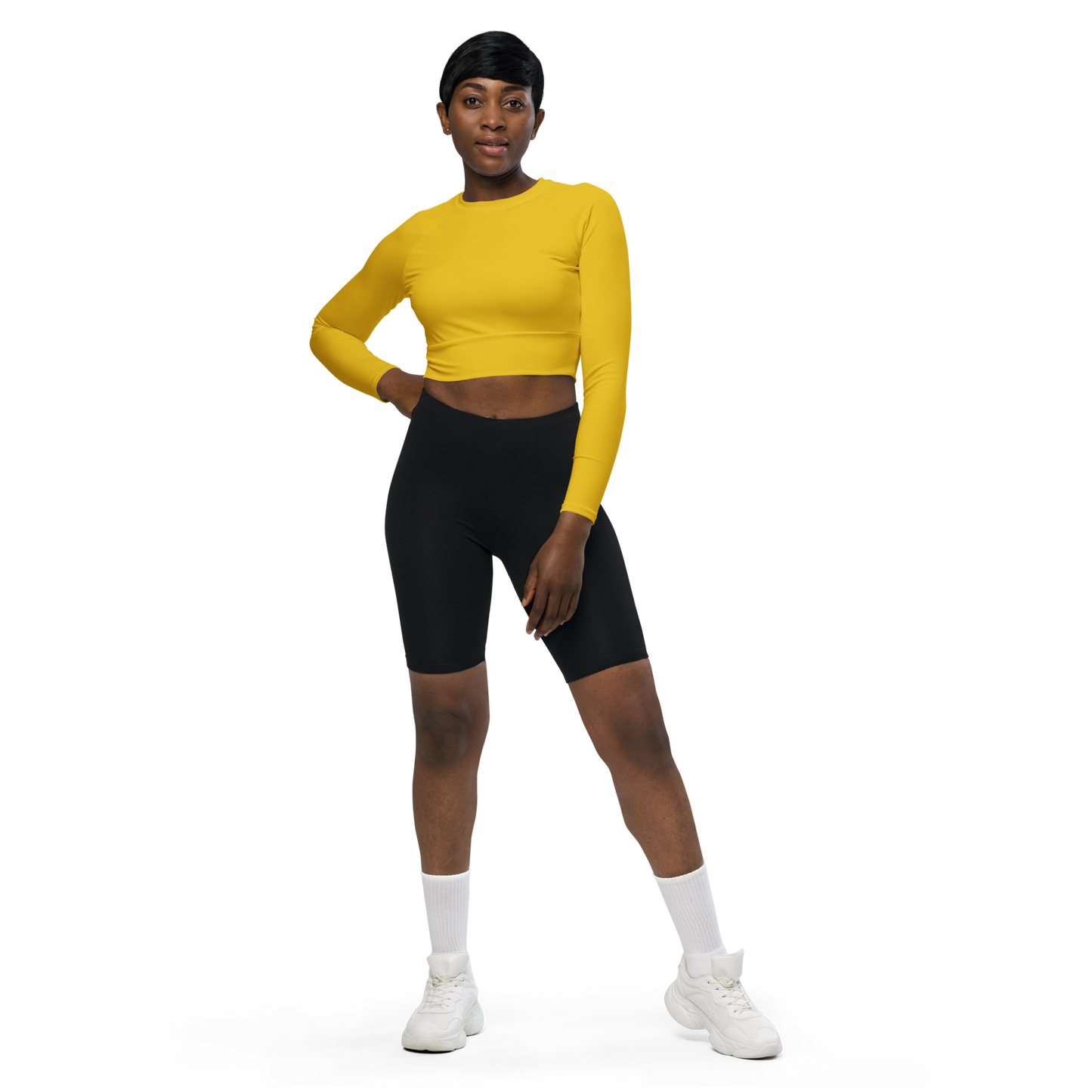 Recycled Long-Sleeve Crop Top in Goldenrod Yellow - familiar...yet different