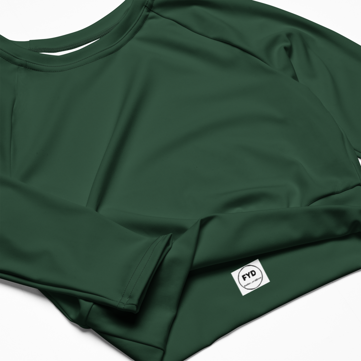 Recycled Long-Sleeve Crop Top in Forest Green - familiar...yet different