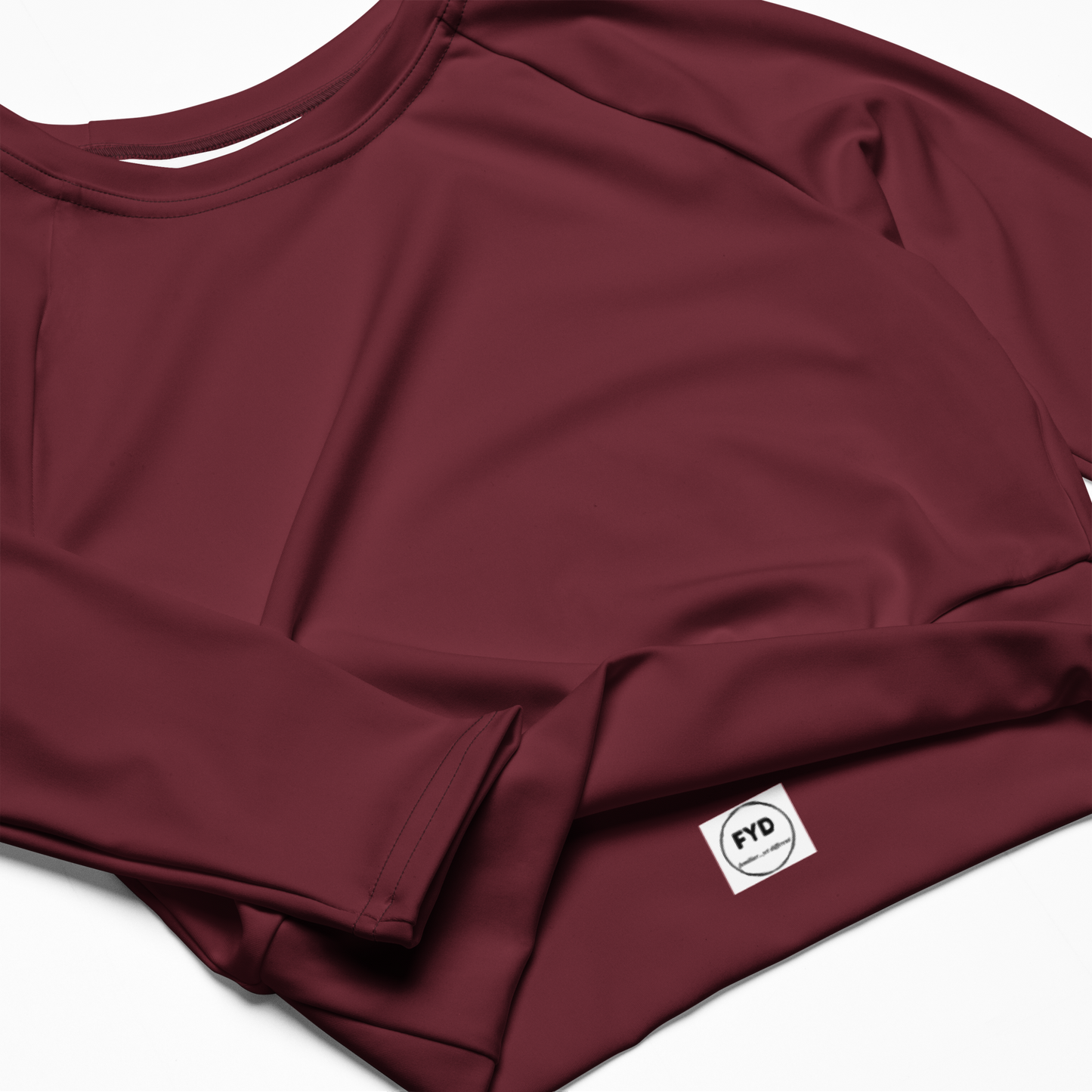 Recycled Long-Sleeve Crop Top in Crimson Red - familiar...yet different