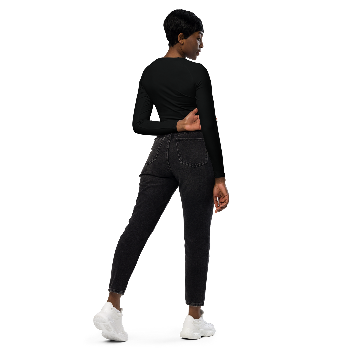 Recycled Long-Sleeve Crop Top in Black - familiar...yet different