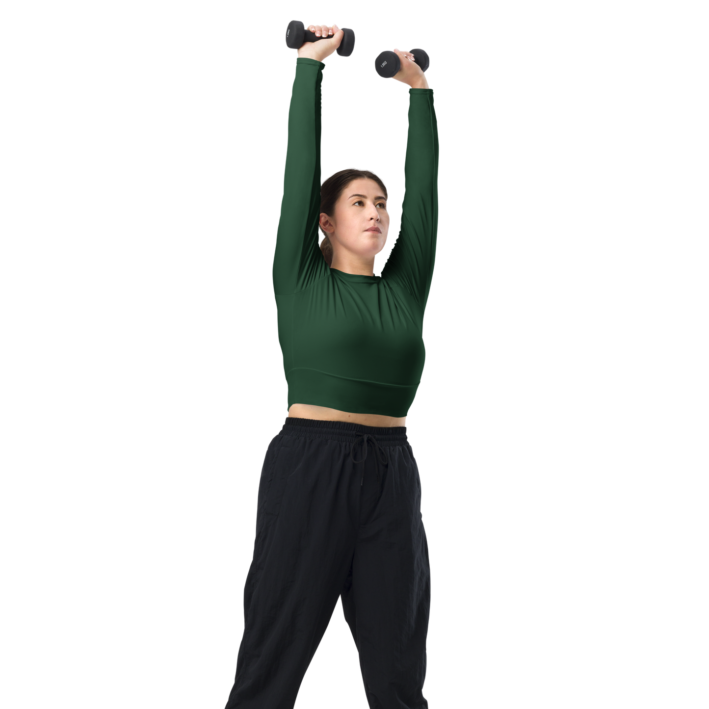 Recycled Long-Sleeve Crop Top in Forest Green - familiar...yet different