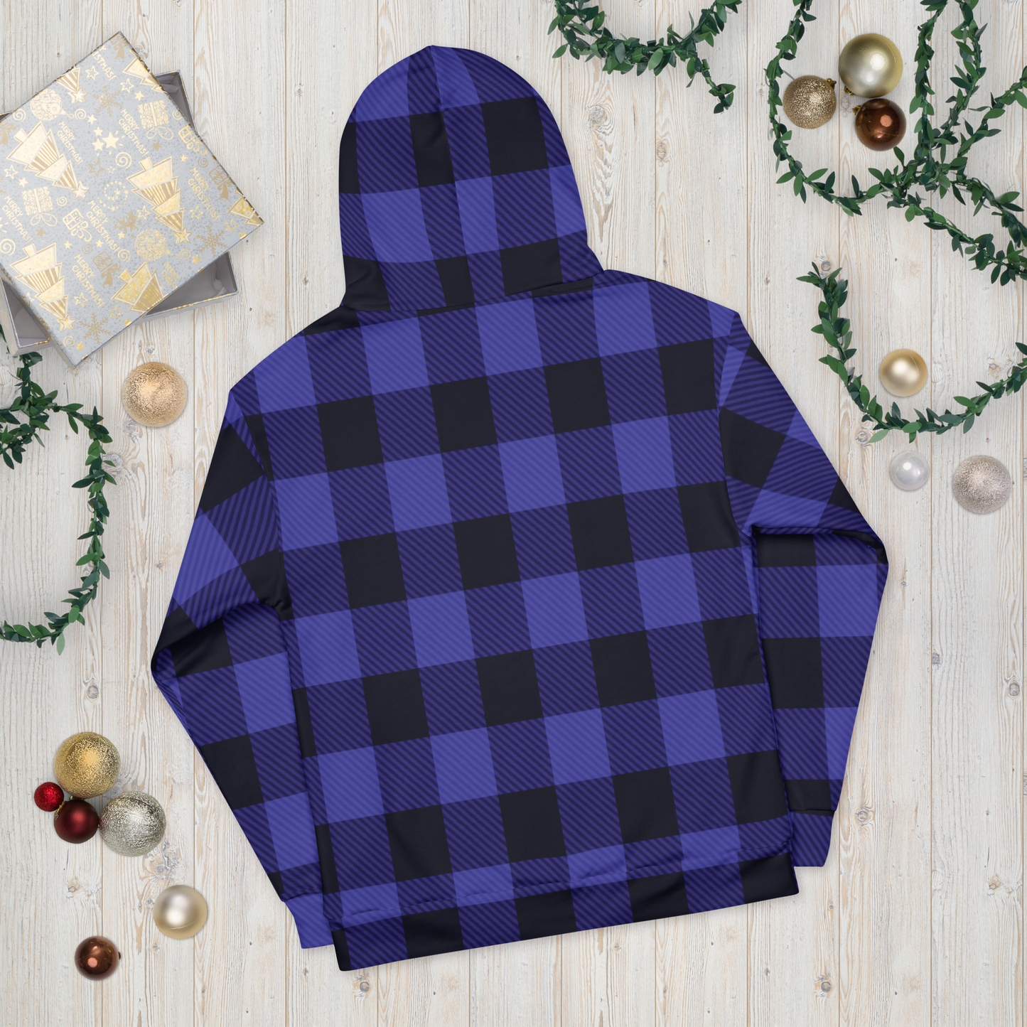 Unisex Hoodie in buffalo blue & black plaid - familiar...yet different