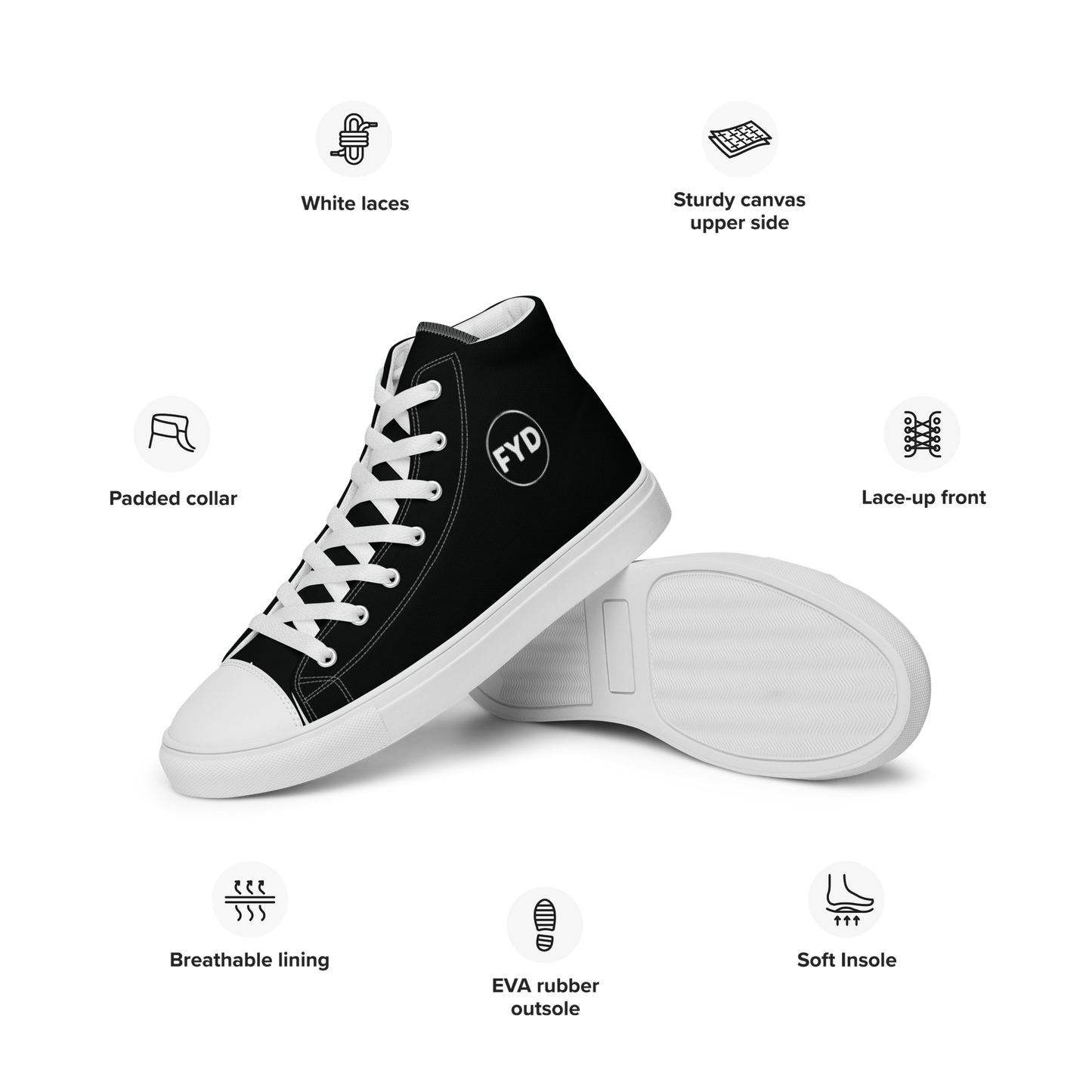 Women’s high top sneakers in FYD Logo - familiar...yet different