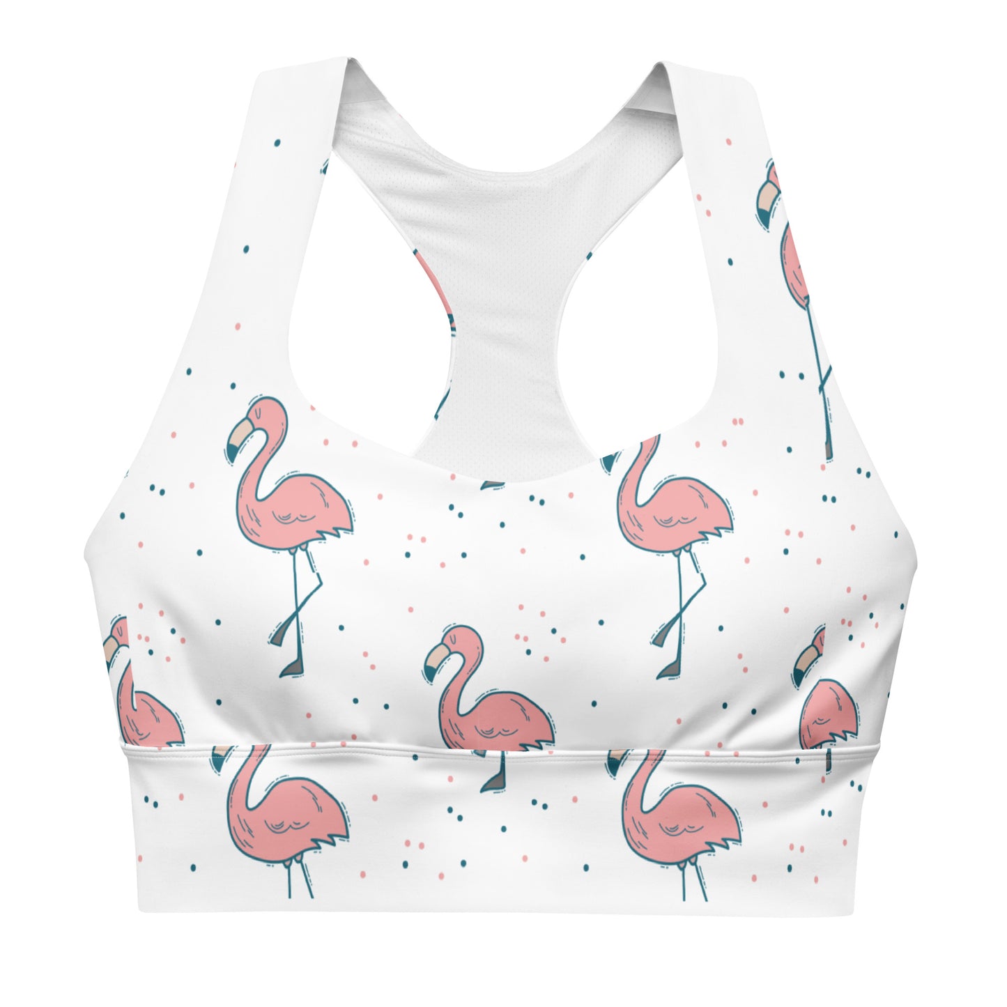 FYD Longline Sports Bra in dancing flamingos