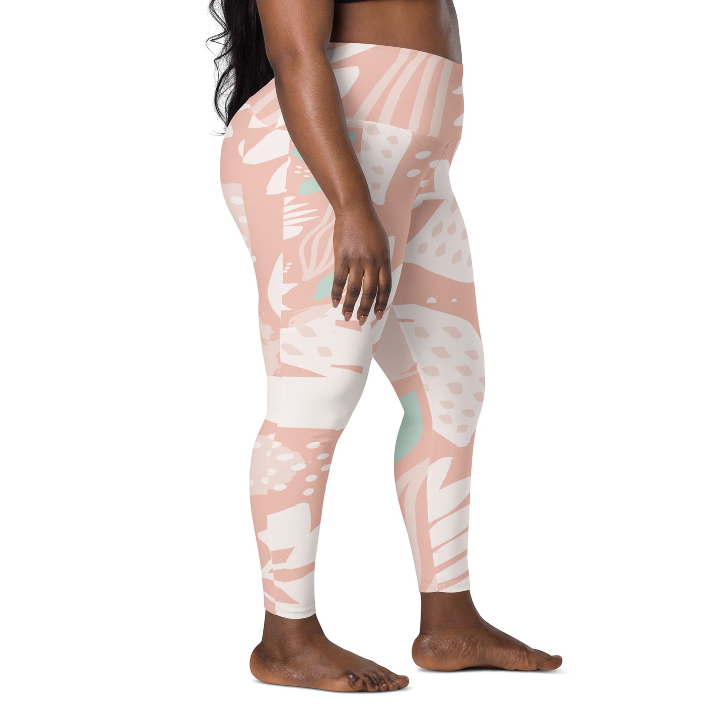FYD High Waist Recycled Leggings with pockets in peach spring floral