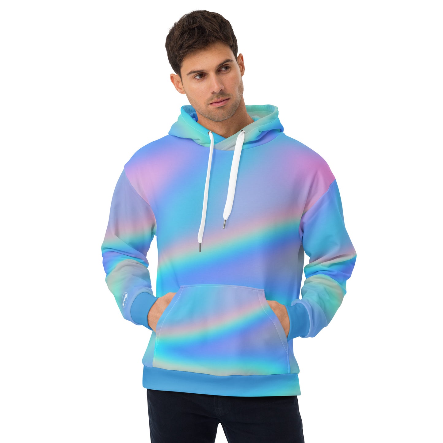 FYD Unisex Hoodie in blue iridescent wavelength