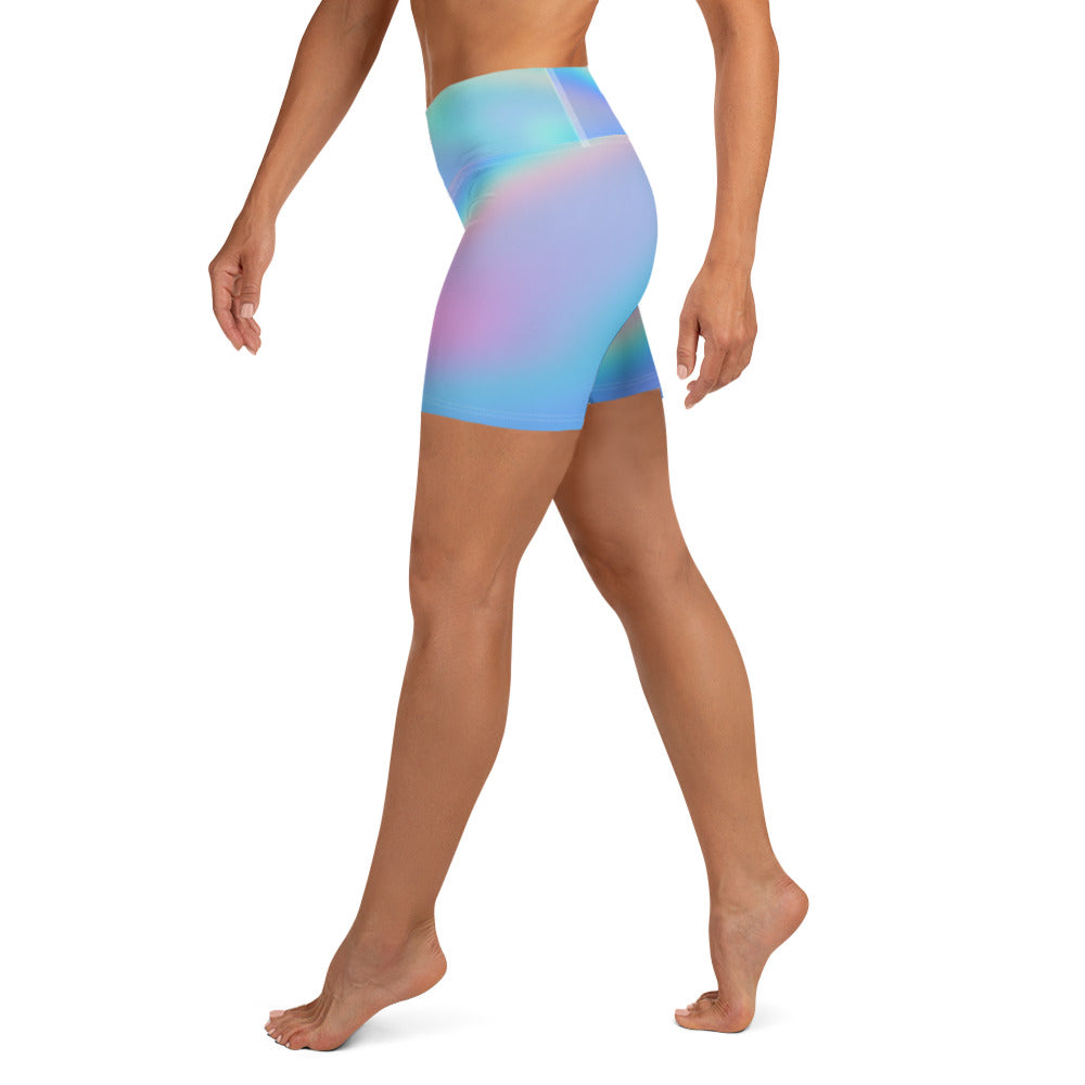 FYD Mini Yoga Shorts in blue iridescent wavelength