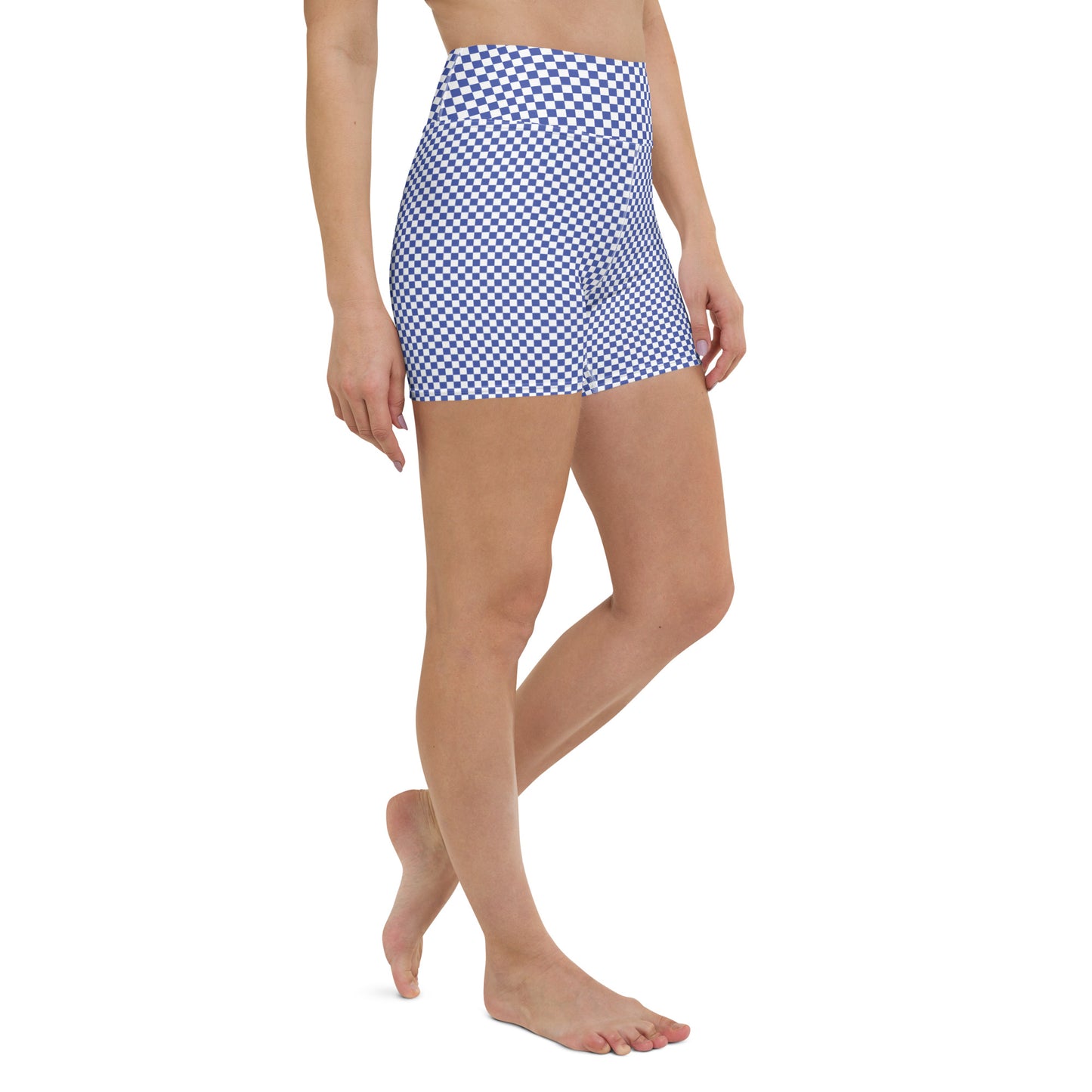 FYD Mini Yoga Shorts in blue & white check