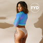 FYD Recycled Long-Sleeve crop top in iridescent blue wavelength