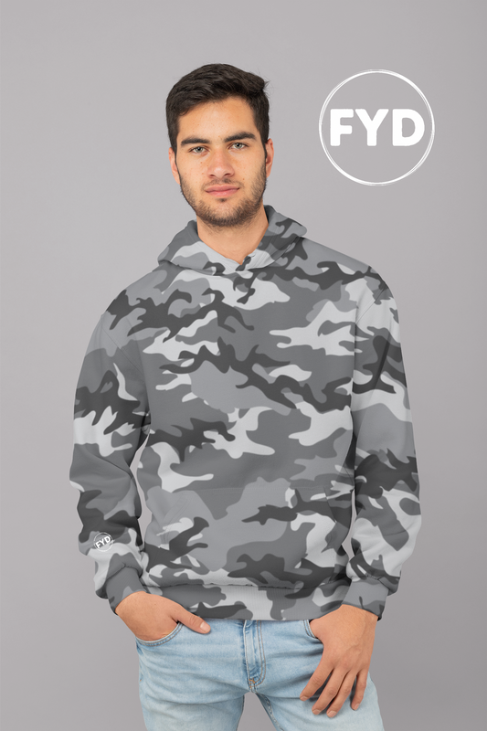 FYD Unisex Hoodie in light grey camo
