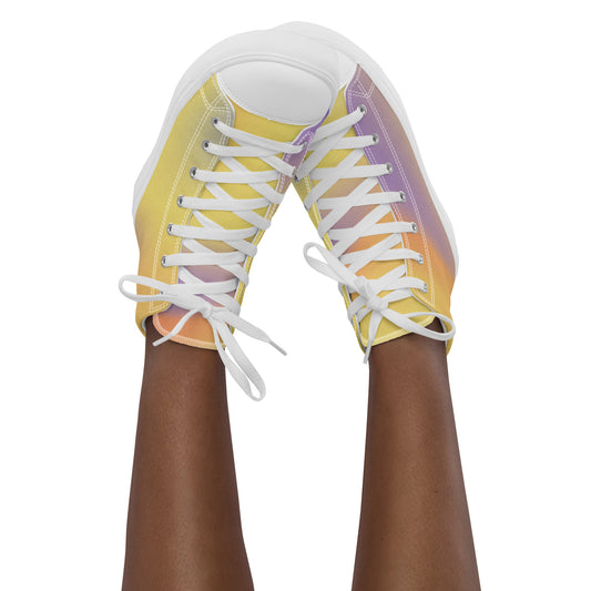 FYD Women’s High Top Sneakers in yellow iridescent wavelength