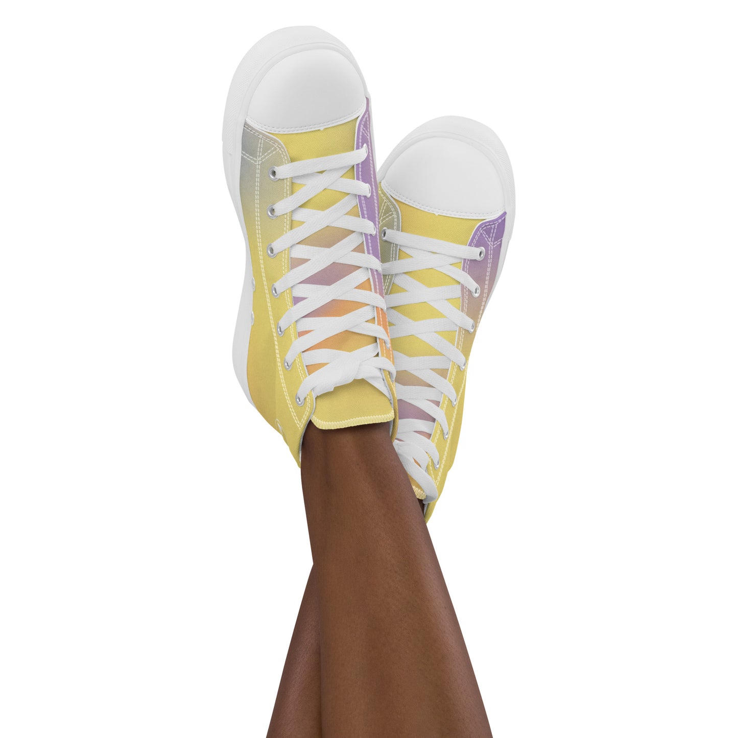 FYD Women’s High Top Sneakers in yellow iridescent wavelength