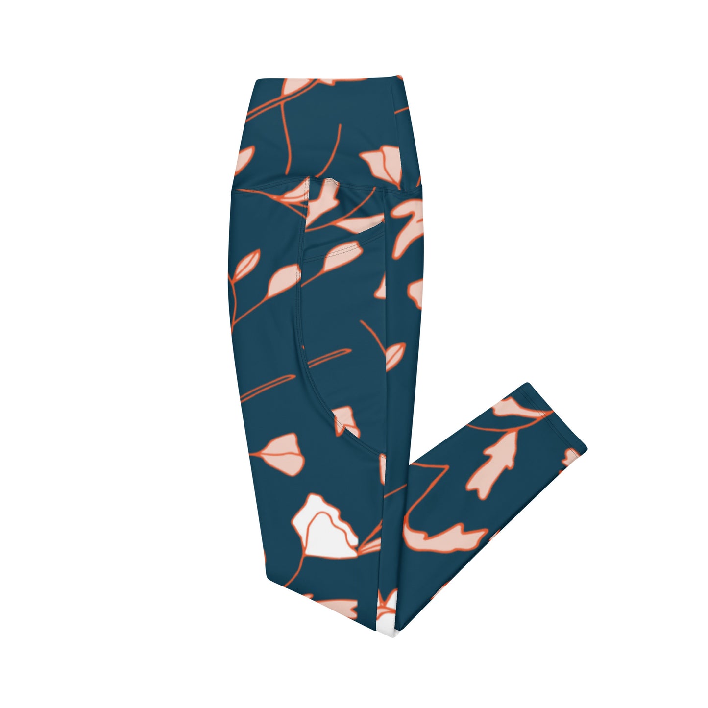 Size Inclusive Crossover Leggings with pockets in Fable Teal Floral - familiar...yet different