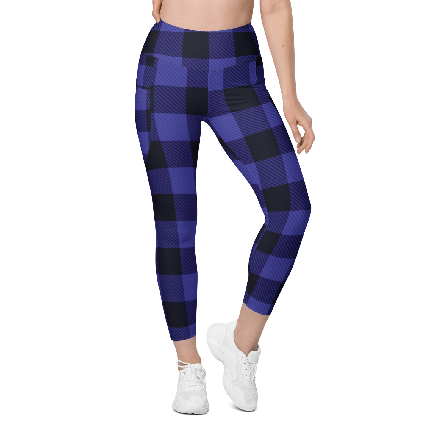 Leggings with pockets in blue & black plaid - familiar...yet different