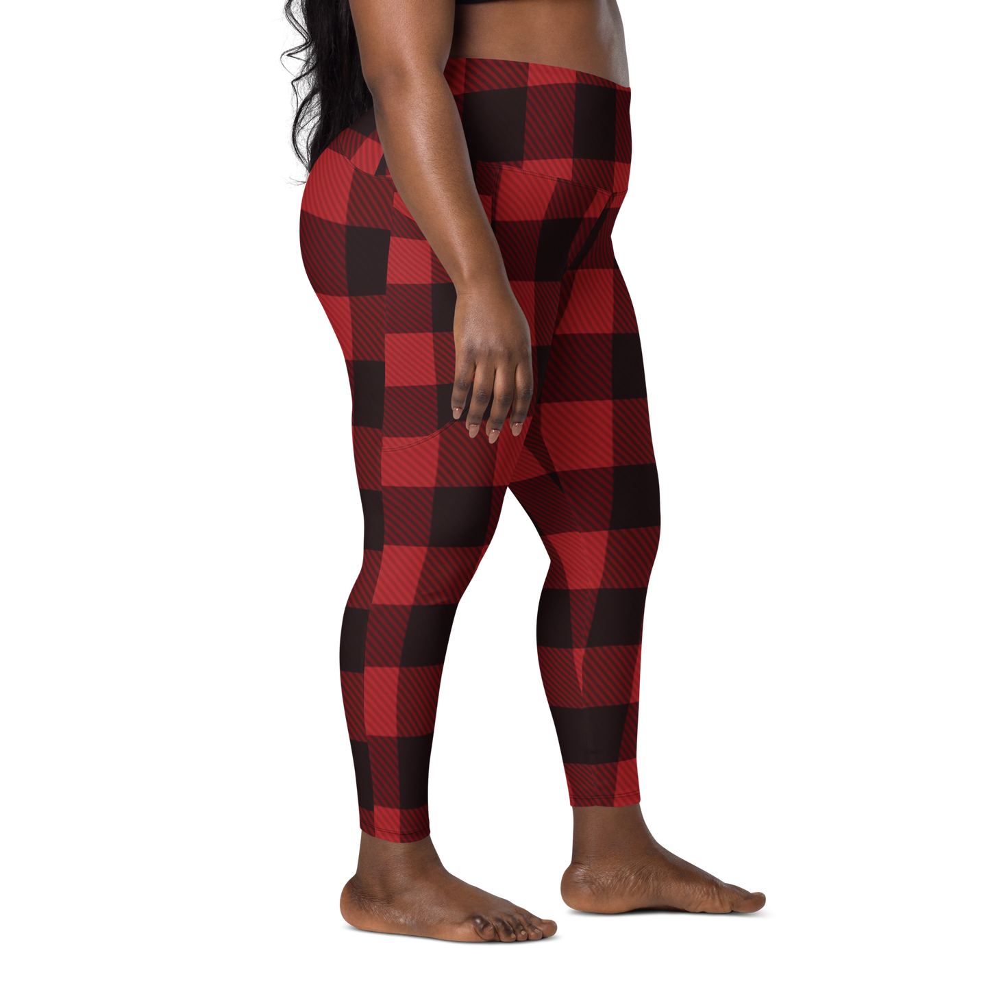Leggings with pockets in red & black plaid - familiar...yet different
