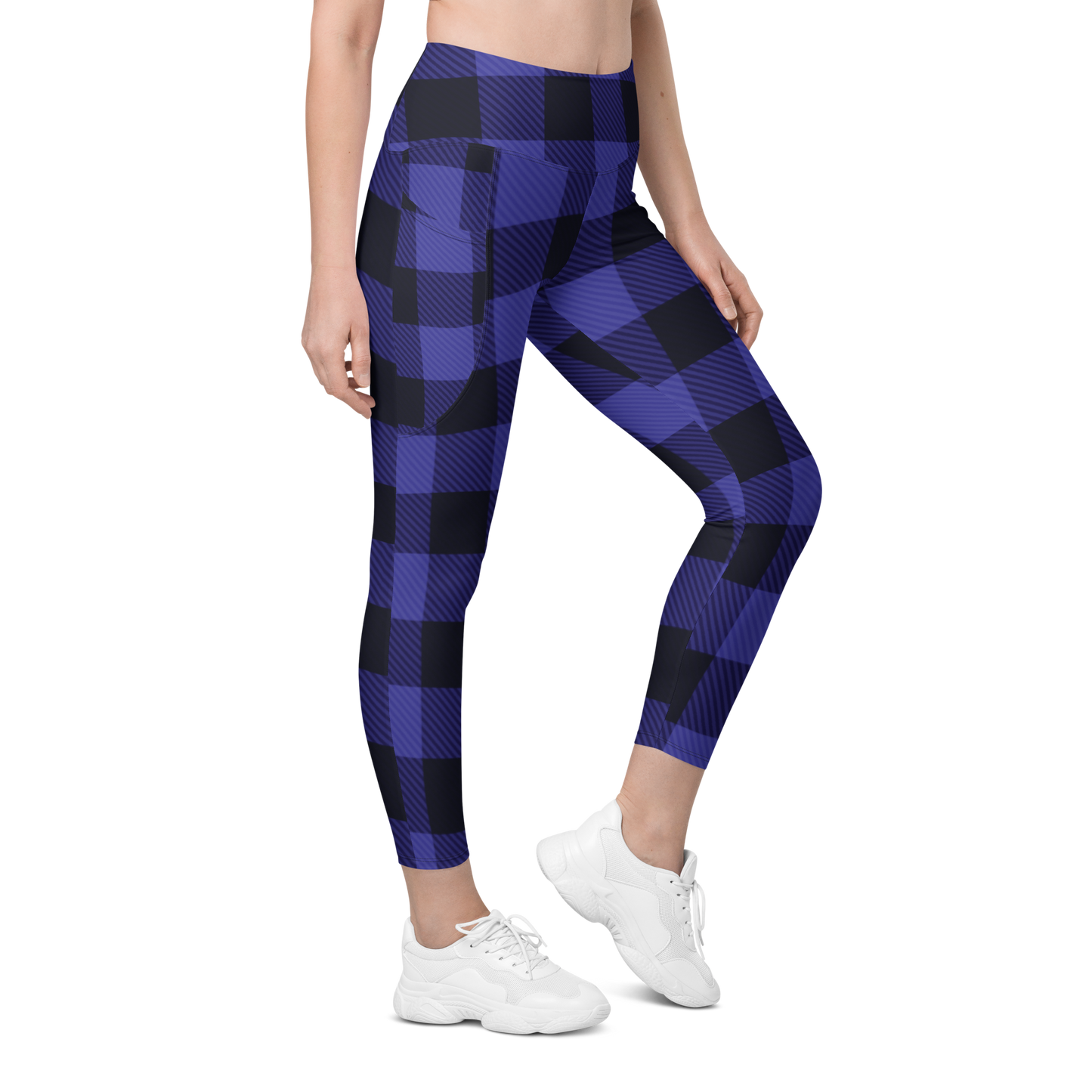 Leggings with pockets in blue & black plaid - familiar...yet different
