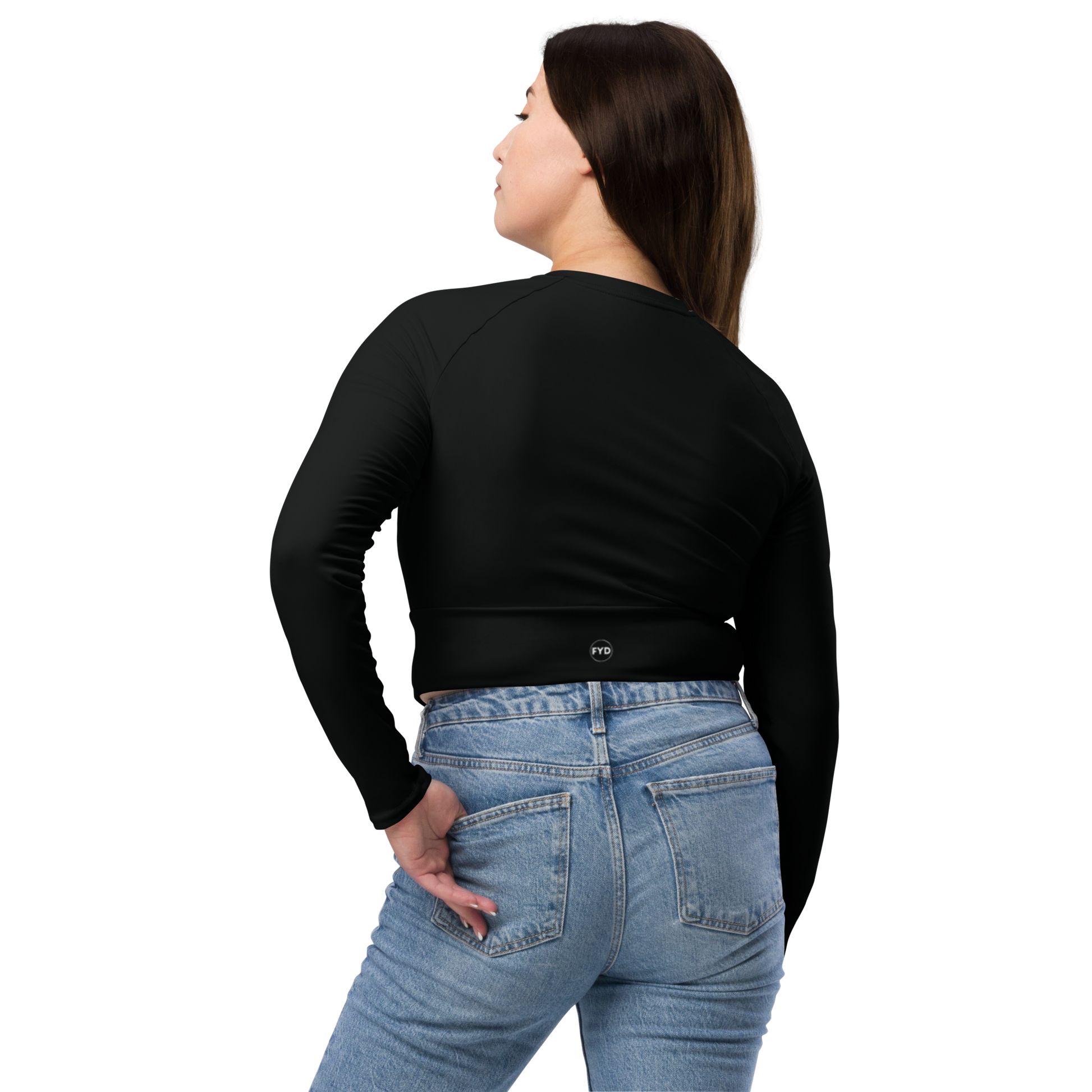 Recycled Long-Sleeve Crop Top in Black - familiar...yet different