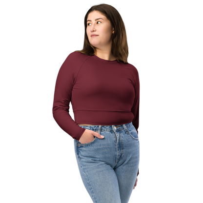 Recycled Long-Sleeve Crop Top in Crimson Red - familiar...yet different