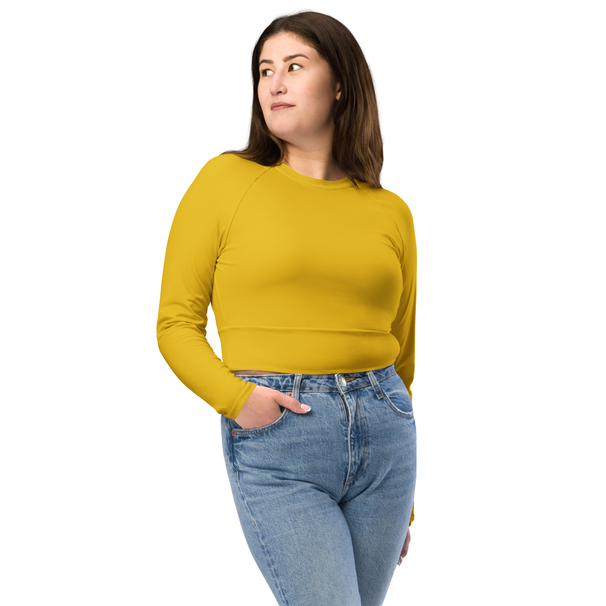Recycled Long-Sleeve Crop Top in Goldenrod Yellow - familiar...yet different